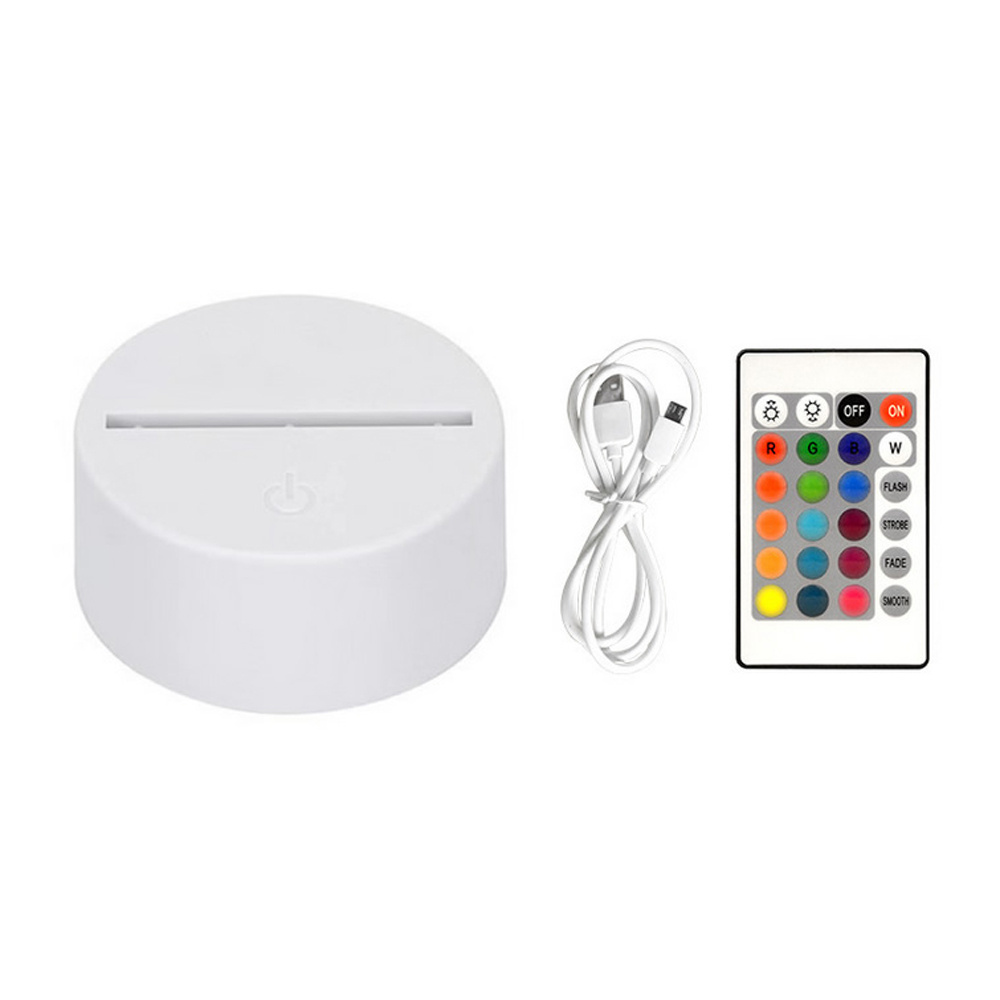 Cheap Wholesale White Multicolor Led Shower Crack Acrylic Lamp Base Plate Stand 3D Night Light Round Abs Base