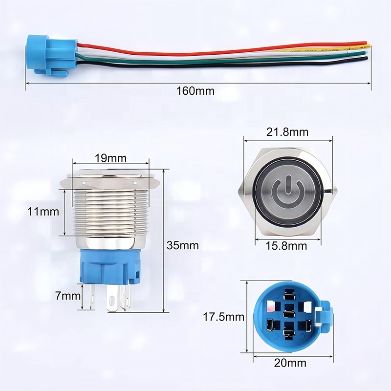 Waterproof Metal On Off Switch Push Button 10Mm 12Mm 16Mm 22Mm Ip67 Led Custom Symbol 19Mm Push Button Switches Rgb With Light