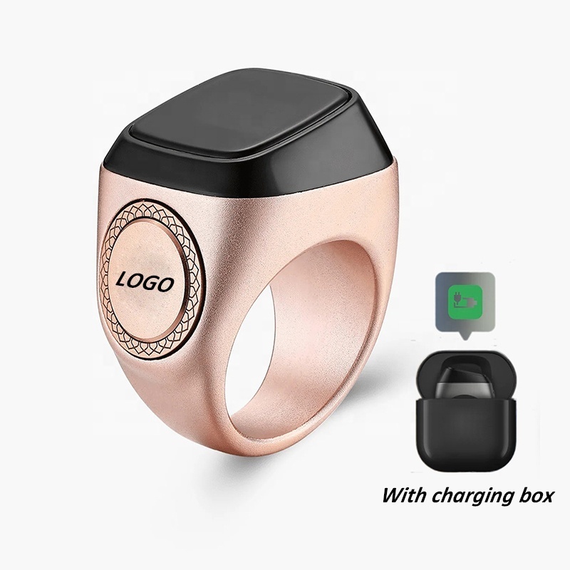 Oem Digital Alarm Clock Zikir Ring Women For Phone Silver Gold Muslim Prayer Iqibla Flex Counter Zikr Smart Rings For Men