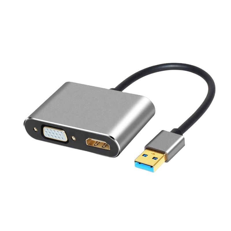 2-in-1 USB 3.0 to HDMI  VGA Adapter 4K HD 1080P Multi-Display Converter Audio Video Cable For Macbook Computer