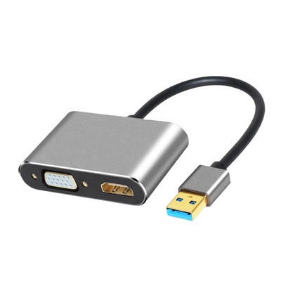 2-in-1 USB 3.0 to HDMI  VGA Adapter 4K HD 1080P Multi-Display Converter Audio Video Cable For Macbook Computer