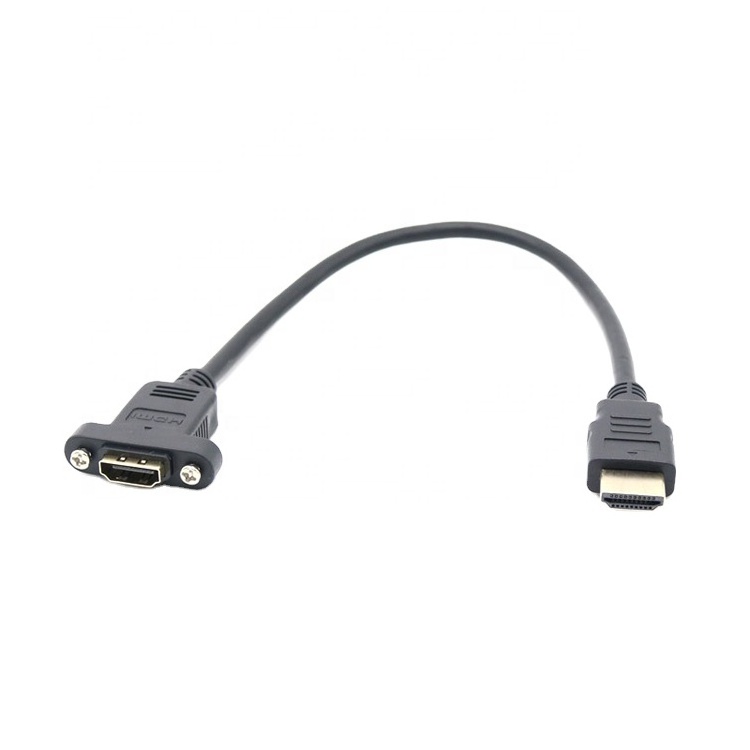 High Quality Pure Copper  HDMI Male to Female Panel Mount Extension Cable HD Cable Support 3D 1080P With Screw Hole