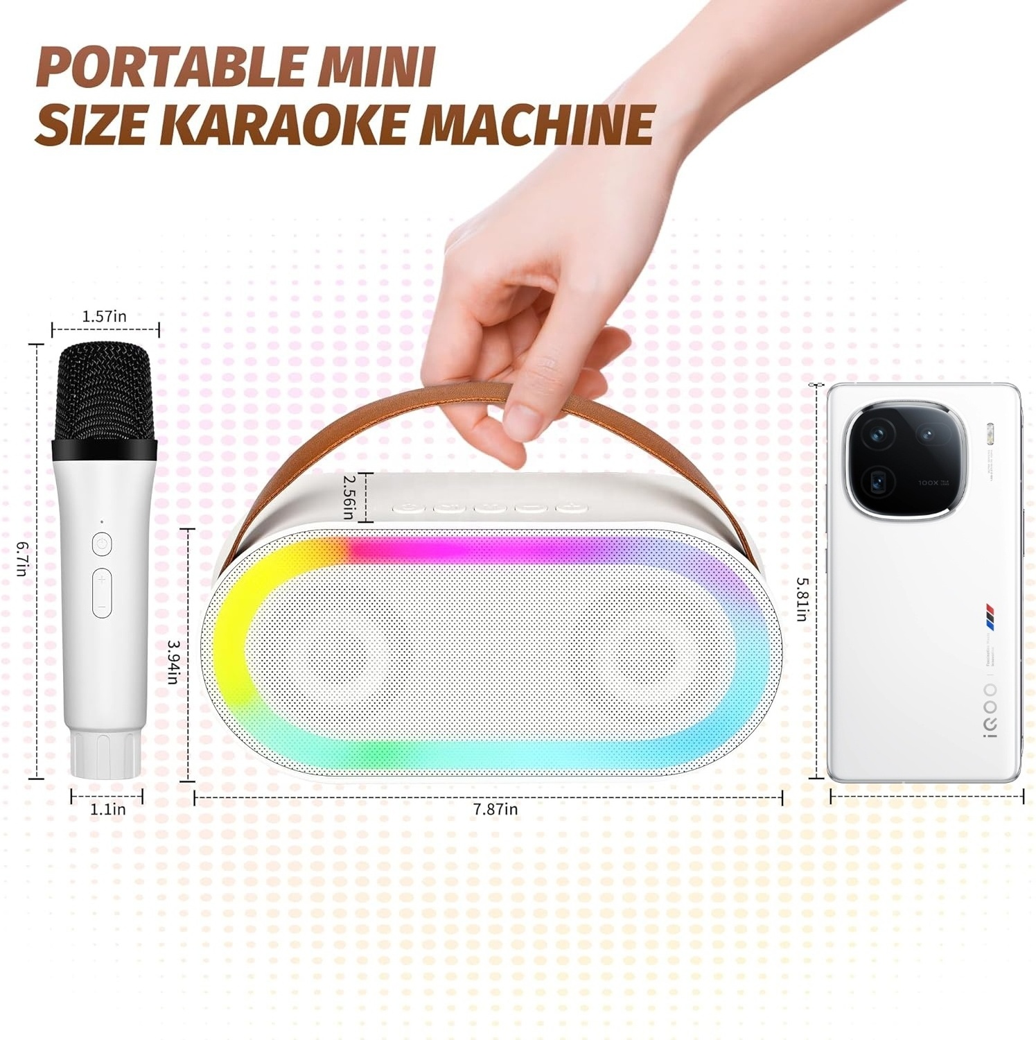 Chinese Karaoke Machine Portable Karaoke Speaker With 2 Mini Wireless Mic And Led Lighted Mic Standing