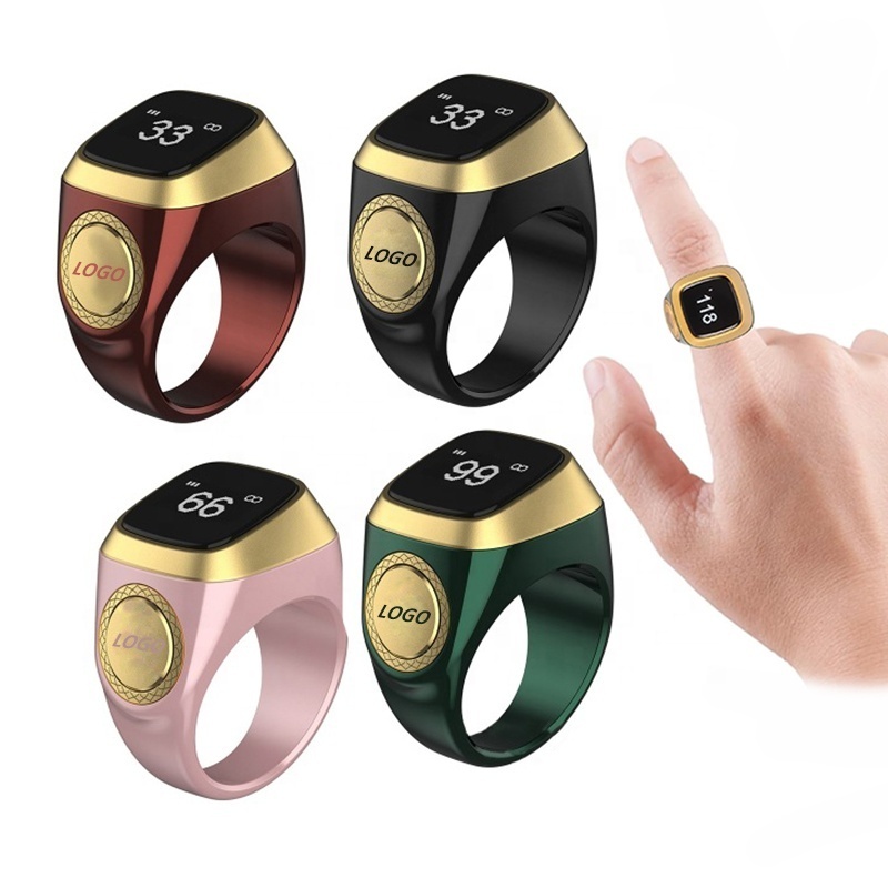 Oem Digital Alarm Clock Zikir Ring Women For Phone Silver Gold Muslim Prayer Iqibla Flex Counter Zikr Smart Rings For Men