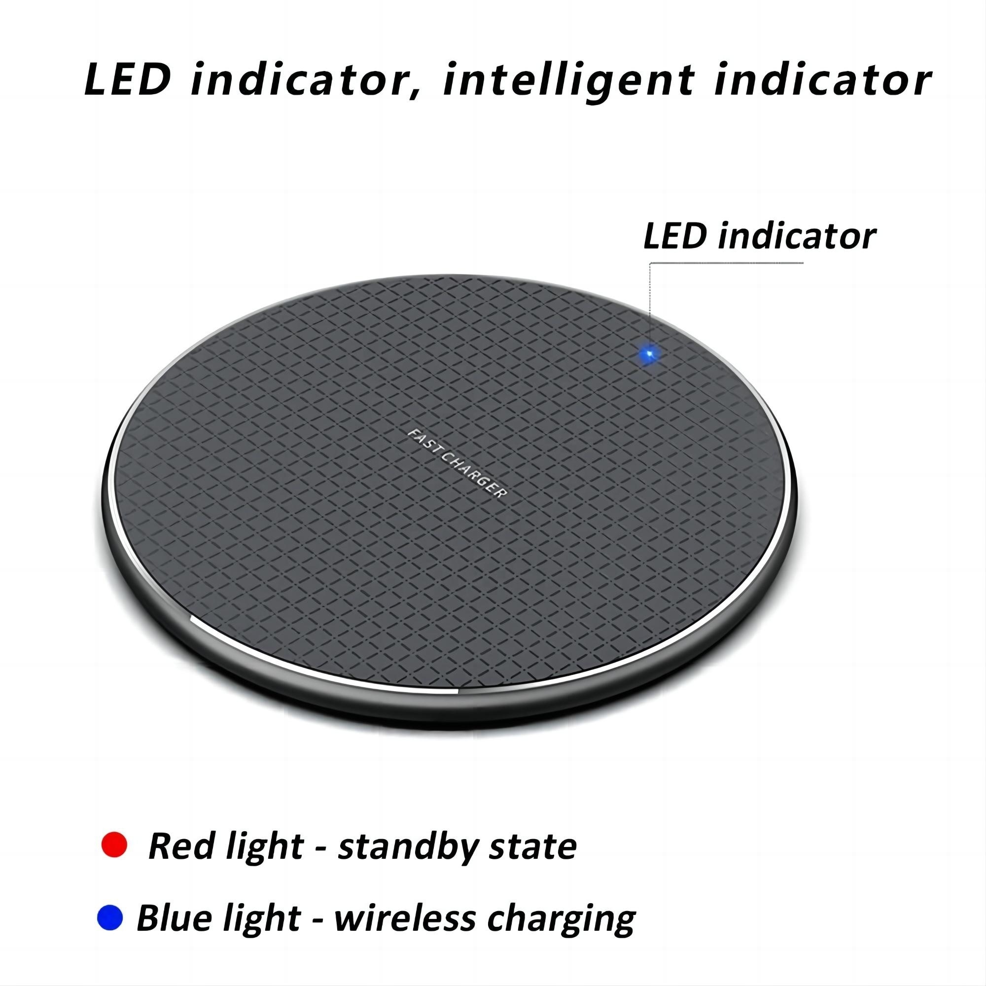 Qi Phone 10W 15W  Fast Charge Smart Qi2 Wireless Charger Pad Led Light Fast Charging Wireless Charger