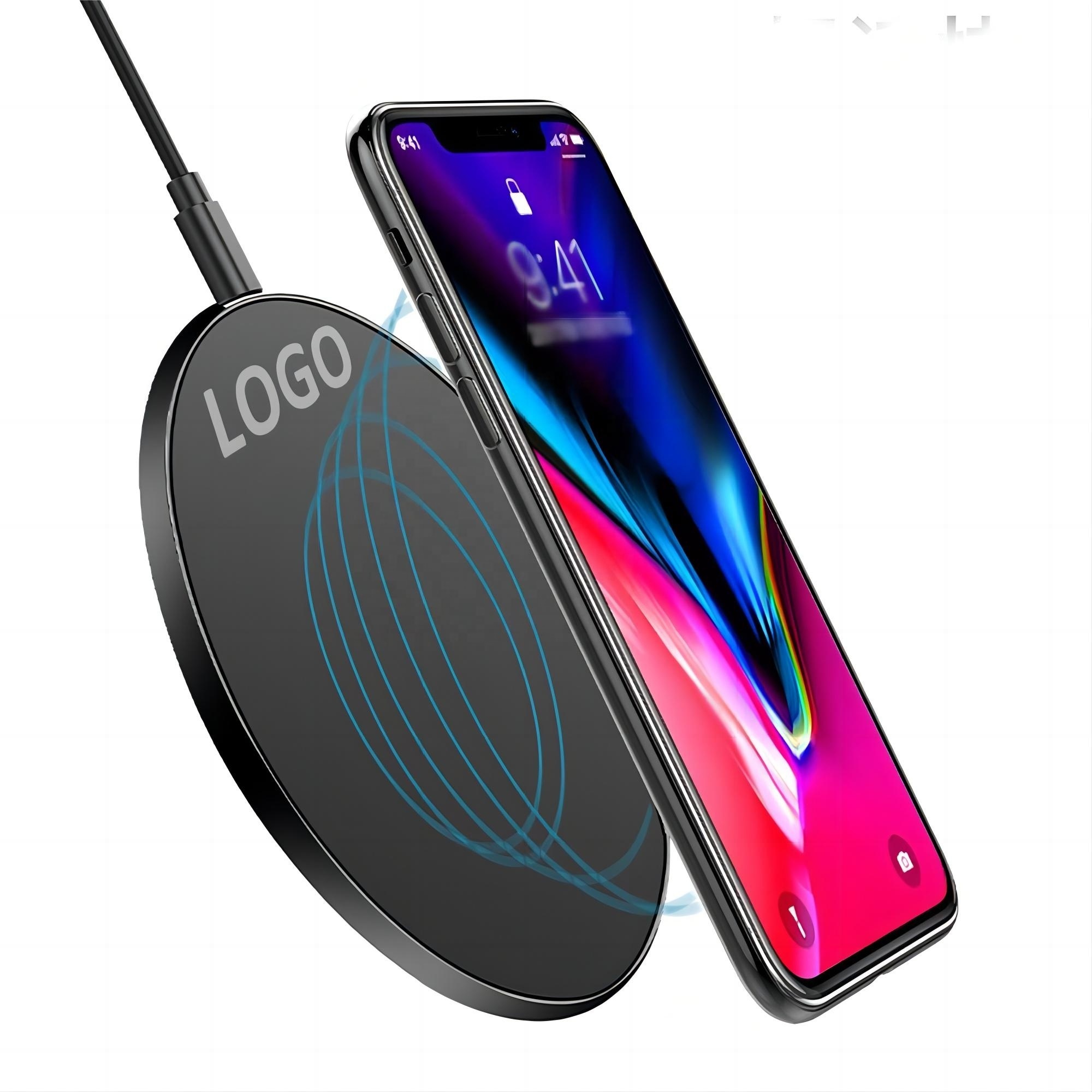 Qi Phone 10W 15W  Fast Charge Smart Qi2 Wireless Charger Pad Led Light Fast Charging Wireless Charger