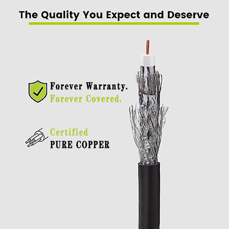 Higi Quality Rg6 Quad Shield Coaxial Cable 75 Ohm Tv Antenna Cable Pal Male To F-Type Antenna Cable F Type Supplier