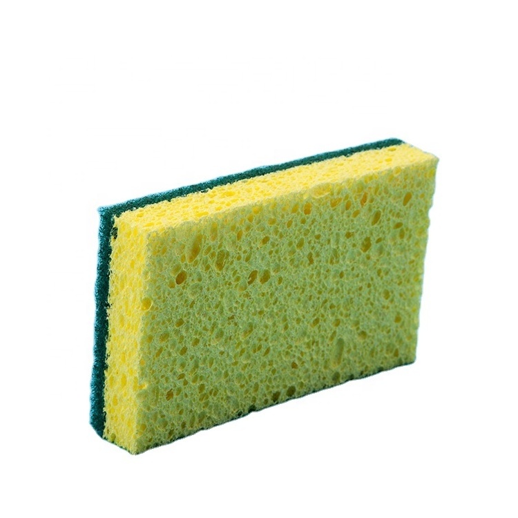 Eco Friendly Utility Cellulose Sponge with an Attached Scouring Pad