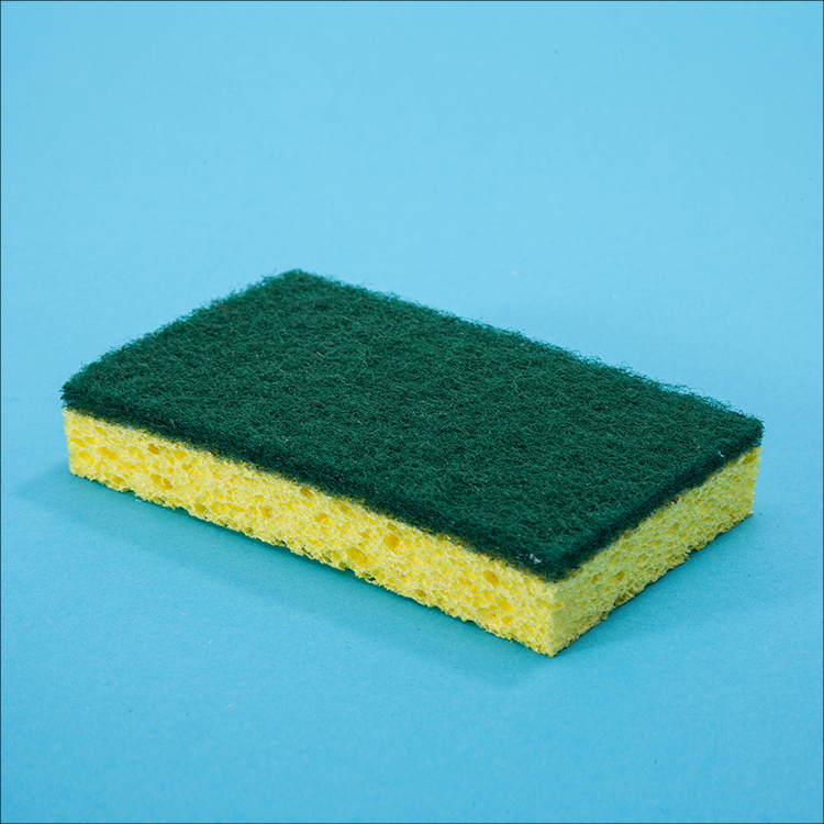 Eco Friendly Utility Cellulose Sponge with an Attached Scouring Pad