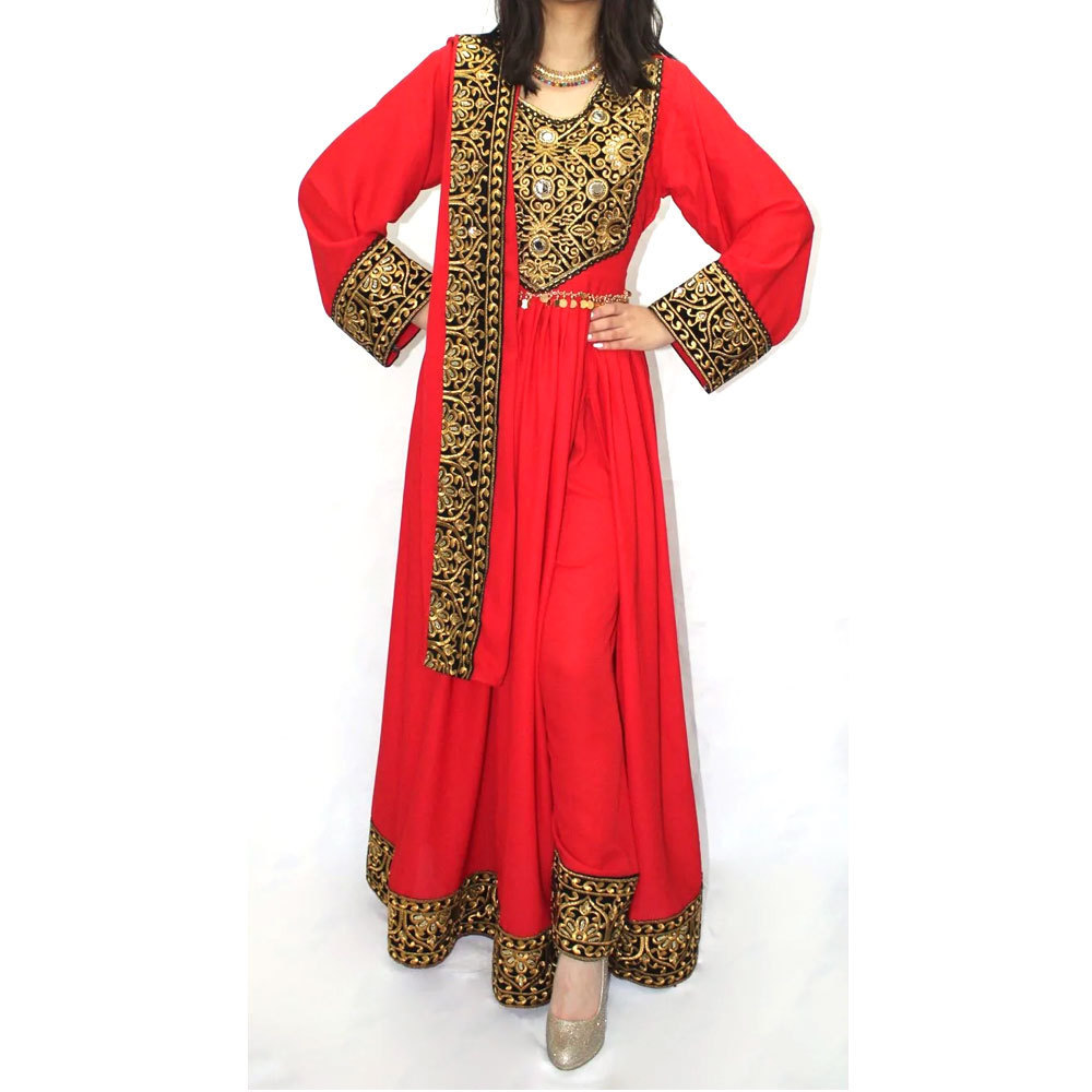 Afghani Kochi Dresses For Eid new high quality solid color round neck Embroidery long sleeve Afghan women dress