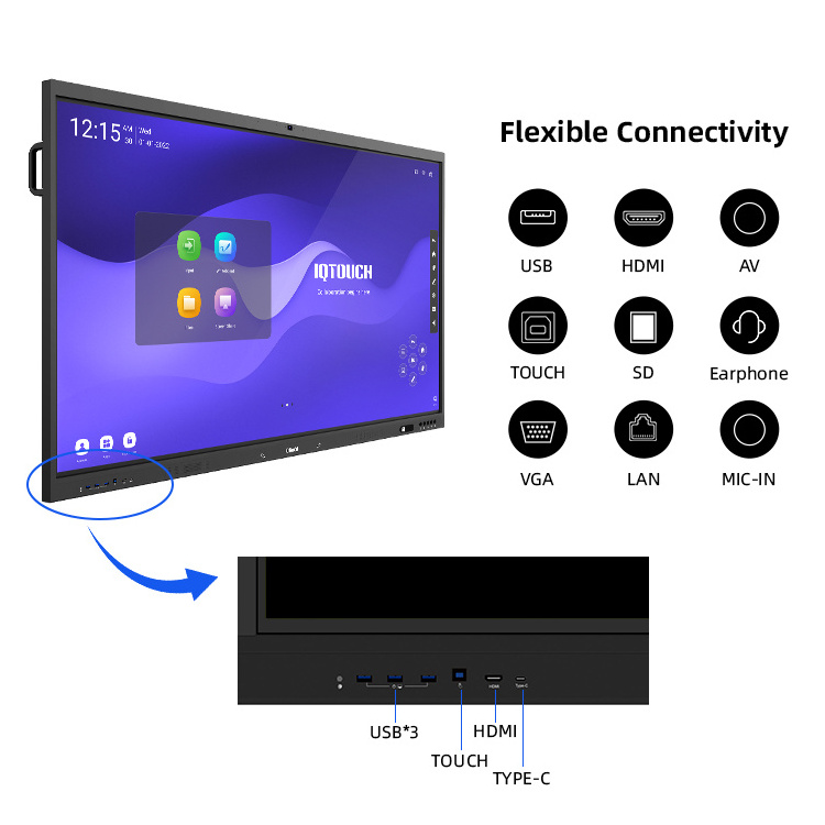 55/65/75/86/98 inch Touch Screen LED Display TV Flat Digital Meet Smart White Interactive Board Panel Price Whiteboard