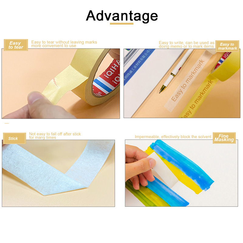 Cream color auto spray 24mm cinta adhesiva crepe paper masking tape