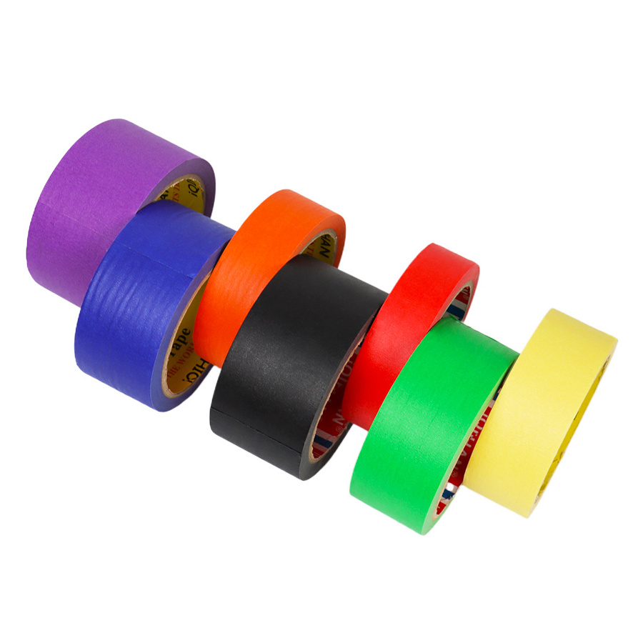 Automotive Painters Cinta Thin Red Blue Black Orange Green Color Adhesive Crepe Paper Masking Tape For Car Decoration Painting