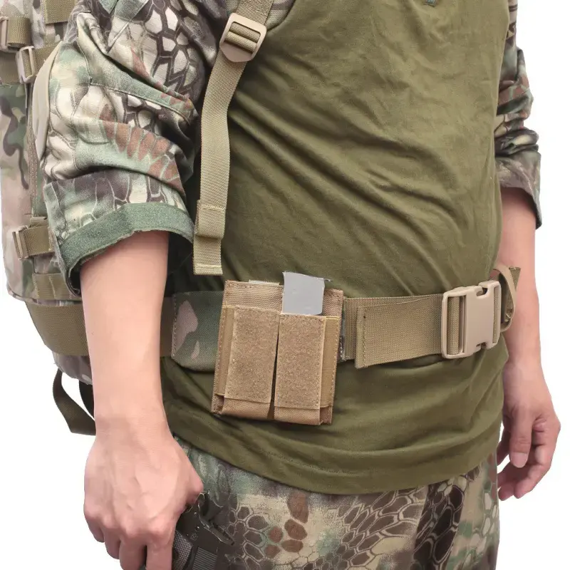 Tactical Double Gun Magazine Pouch with Front Loop Panel Molle Tool Cartridge Holder Mag Pouch