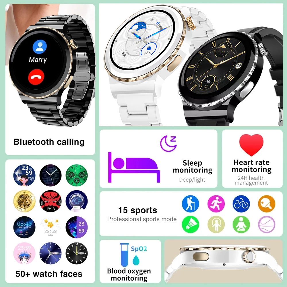 Bluetooth Call Smart Watch Men Women 1.32inch 360*360 HD Screen Ladies Smartwatch Blood Pressure Men's Watches for Huawei iphone