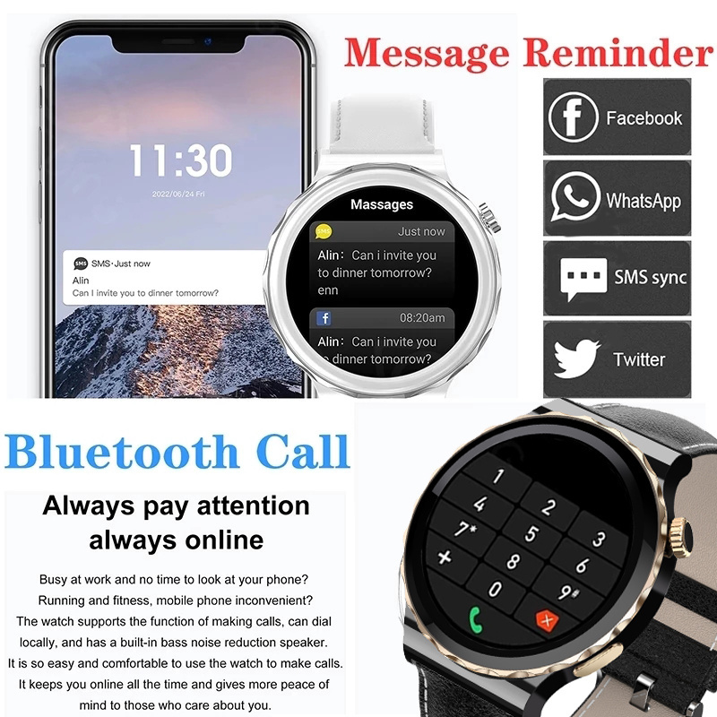 Bluetooth Call Smart Watch Men Women 1.32inch 360*360 HD Screen Ladies Smartwatch Blood Pressure Men's Watches for Huawei iphone