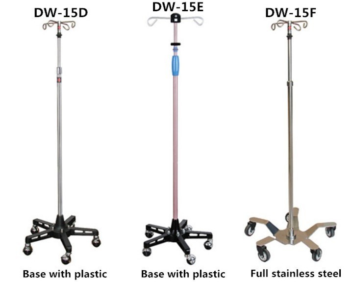 Movable Infusion IV Pole Drip Stand with stainless steel material for Hospital