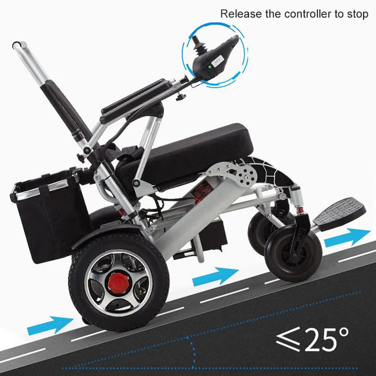 Portable Lightweight Light Fully Automatic Folding Remote Control Electric Beach Wheelchair For Adults