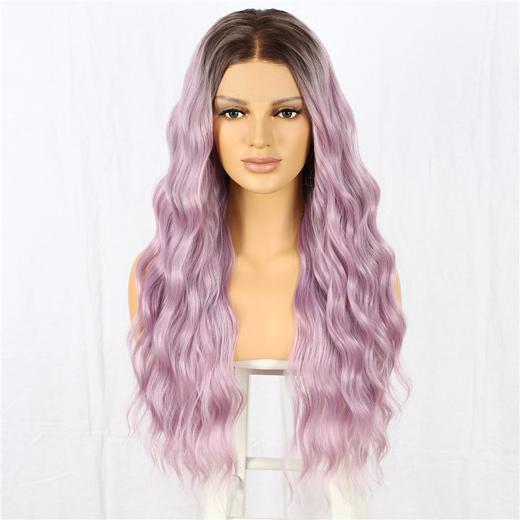 Qingdao BeautyTown Purple Pink Japanese Futura Fiber Synthetic Lace Front Wig Cosplay Mermaid Costume Wig