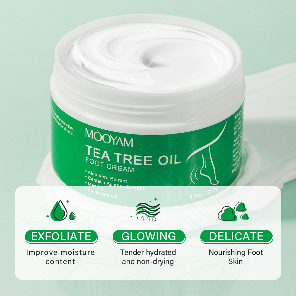 Tea Tree Oil Foot Cream Moisturizing Gently Exfoliating Softens Heel Skin Increasing Skin's Elasticity 250g MOOYAM Foot Cream