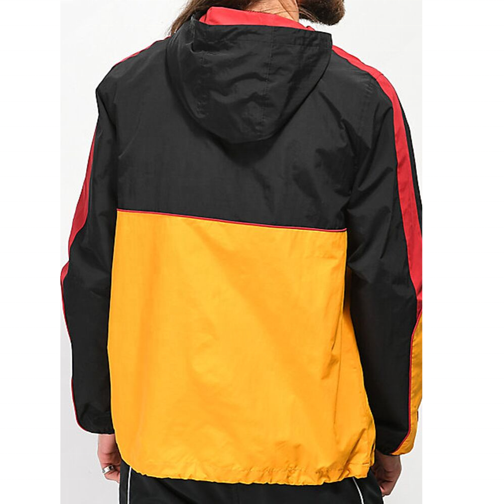 Regular Fit Men Color Block Windbreaker Jacket With Kangaroo Pouch Pocket With Front Zippered Pouch