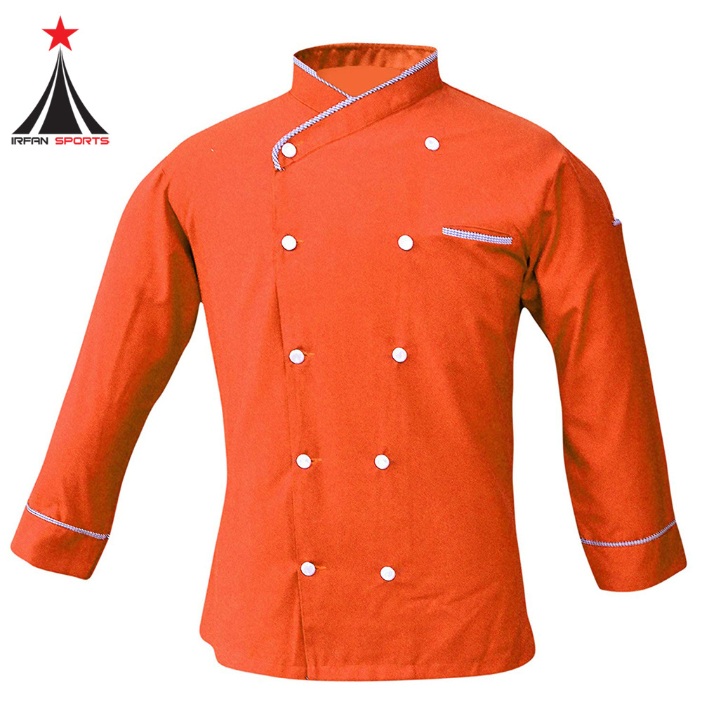 New Sale Chef Jacket Elegant Rim Design Cook   Jacket with Pocket Uniforms For Kitchen Canteen   Hotel