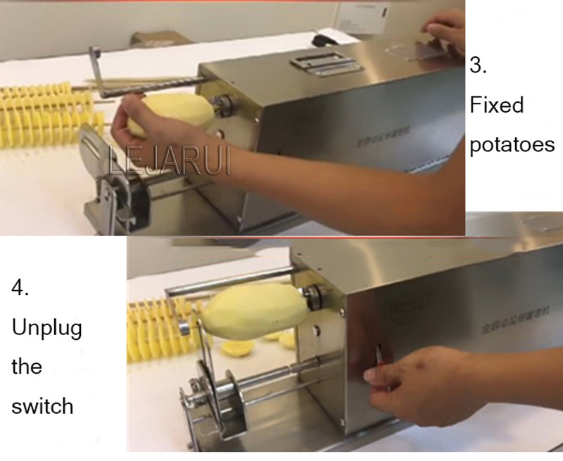 Commercial Potato Curly Fry Cutter Stainless Steel  Electric Spiral Potato Cutter Machine