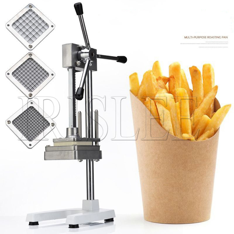 Vertical Manual French Fries Potato Strip Cutting Machine Potato Cucumber Taro Cutters Vegetable Slicer With 3 Blades