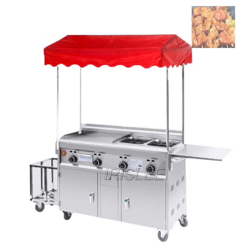 Street Mobile Snack Cart Kanto Boiled Fryer Steam Commercial Gas Multifunctional Snack Cart Special Food Truck For Stalls