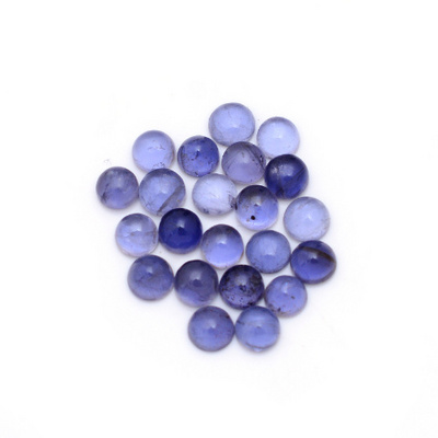 25 Pcs Natural Blue Iolite 3mm Round Cabochon 2.4mm Thick Gemstone 4.3 Cts lot Iroc sales High quality gemstone loose stone