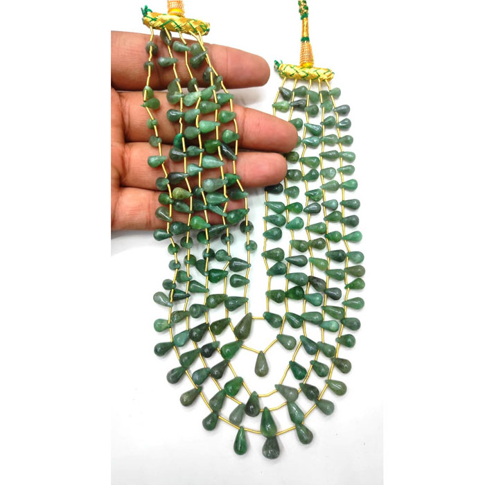 Natural Emerald drop beads Necklace 6mm length 20 inch 5 layers necklace vintage classic gemstone green emerald necklace jewelry