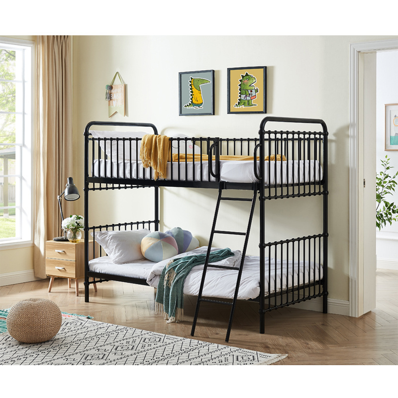 Factory Custom Metal  Bed Frame Bedroom Furniture Home School Murphy Girls child Double Deck Bunk Bed for Kids