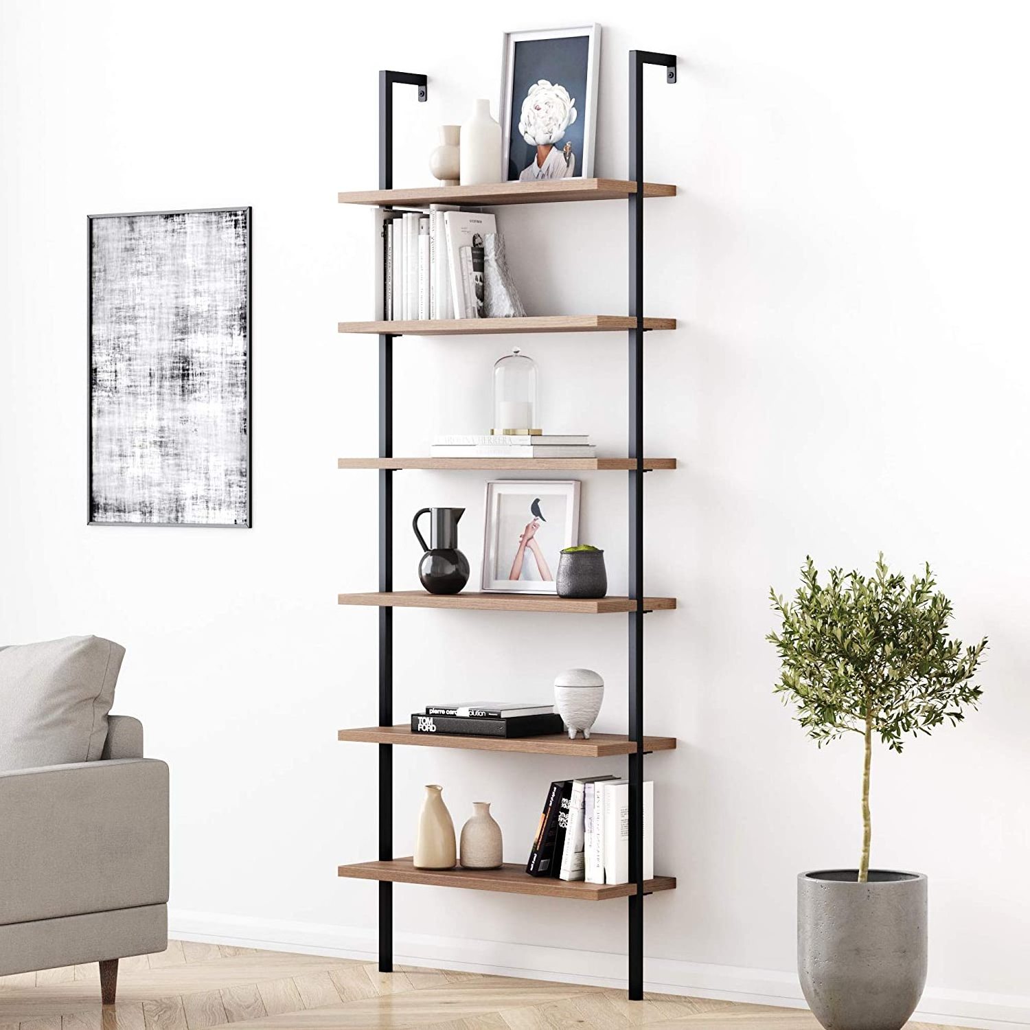 Industrial Style Black Multi-Functional Display Racks Book shelves for book Wooden Board Metal Bookshelf