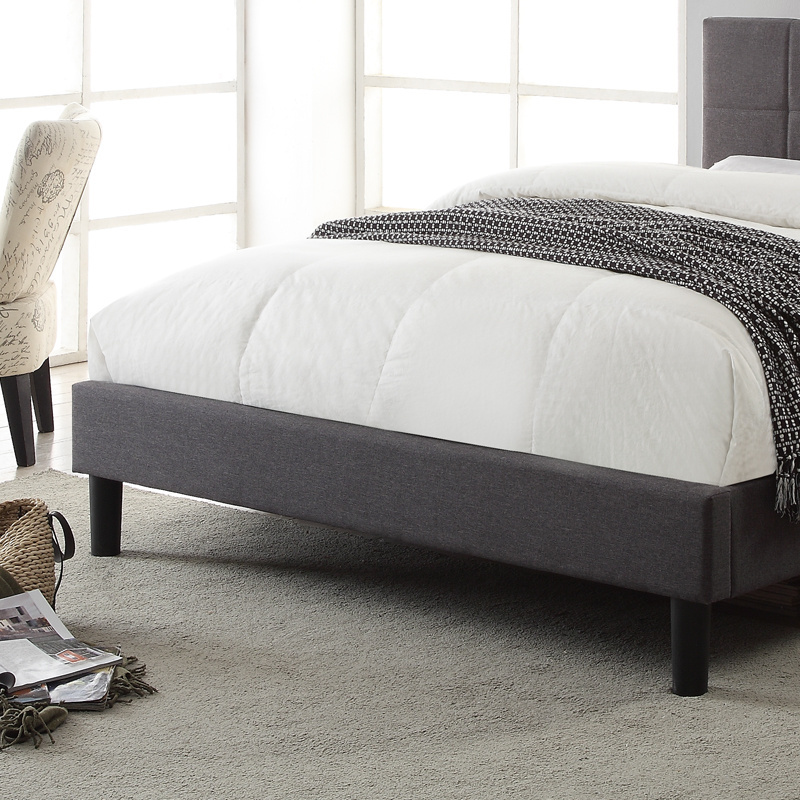 High quality full queen size modern simple design upholstered bed frame dark gray fabric bed for adult