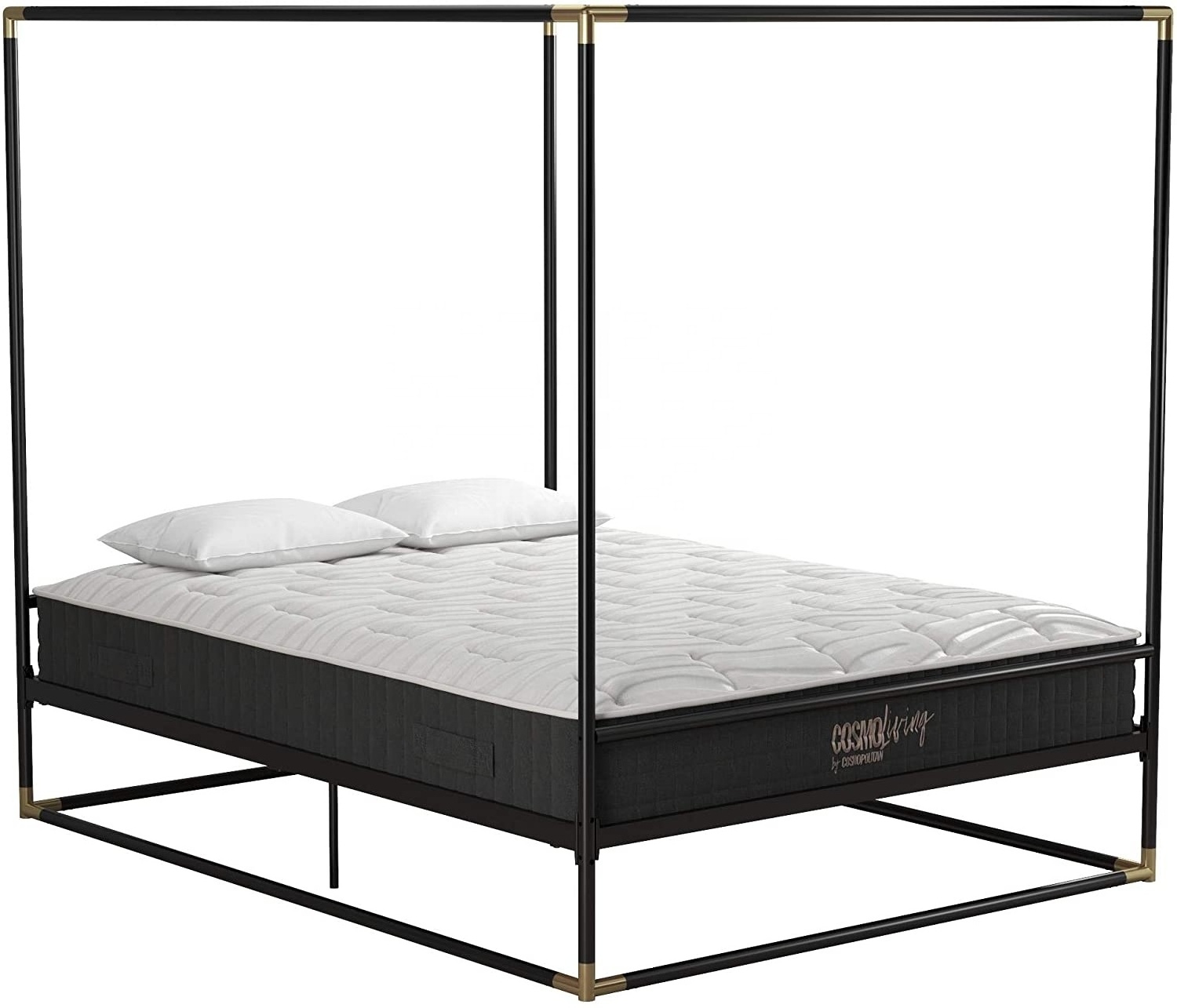 Luxury modern acrylic style single size king black bedroom furniture girls adult metal canopy bed