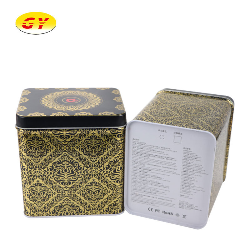 Luxury square tea caddy green tin box packaging retro metal gift box