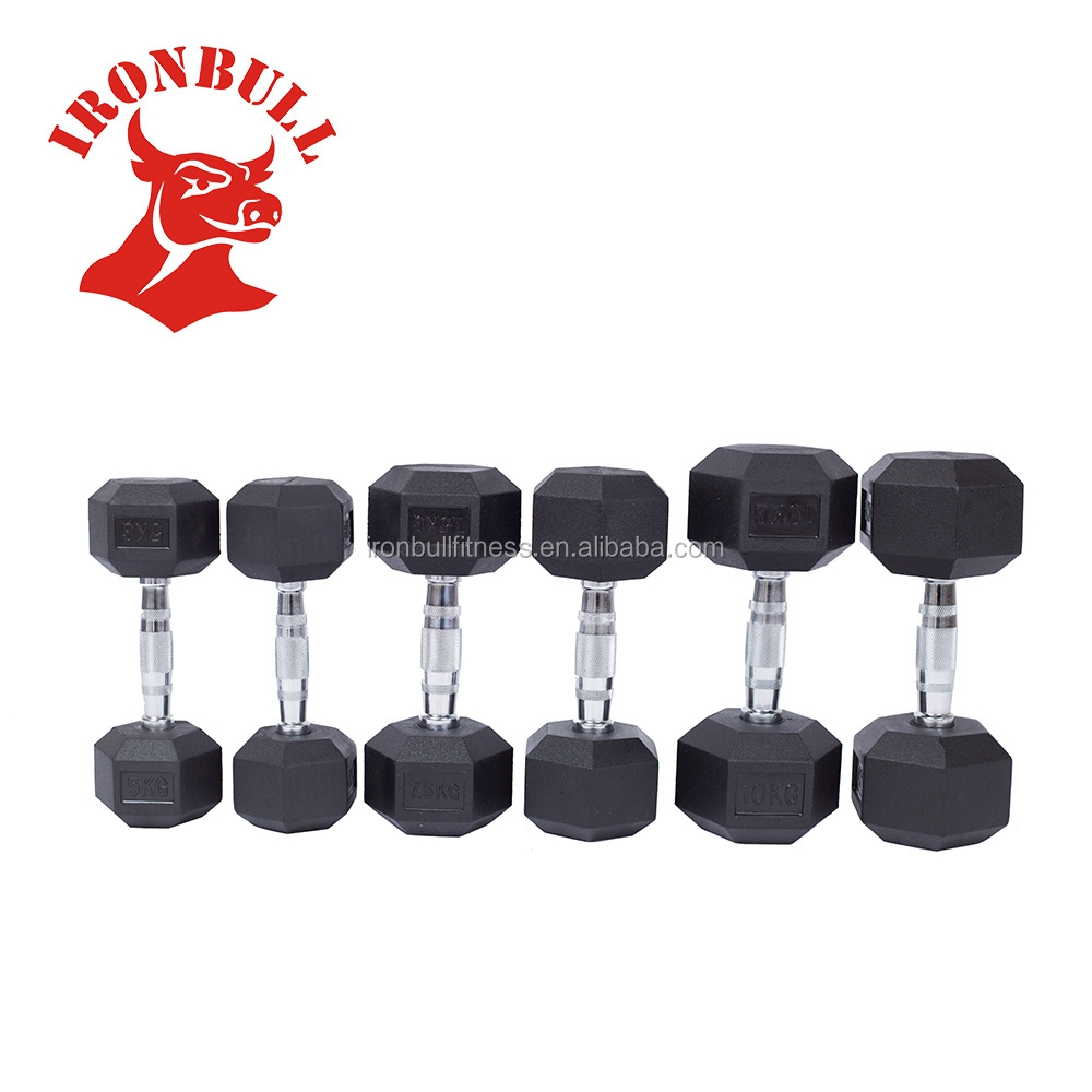 Black Hex Rubber Coated Dumbbell