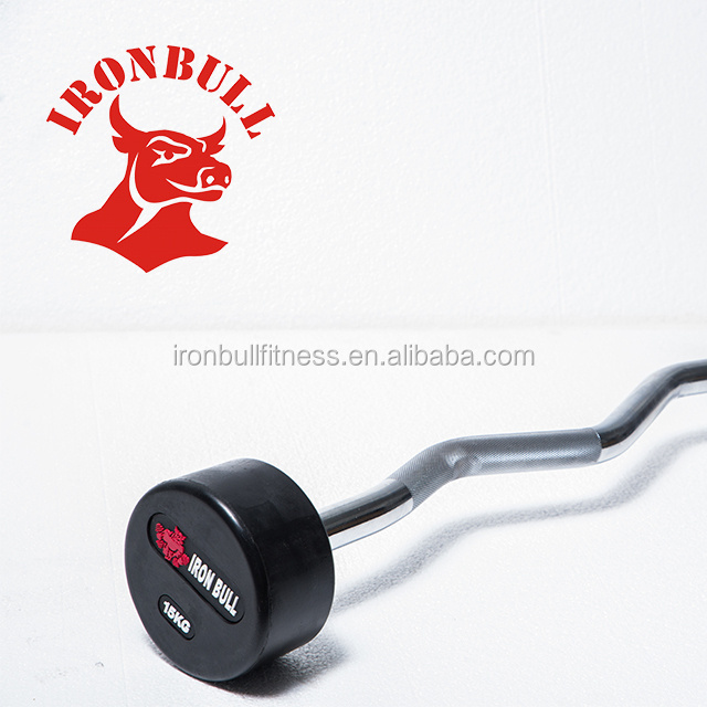 professional fixed curl rubber barbell with IRON BULL