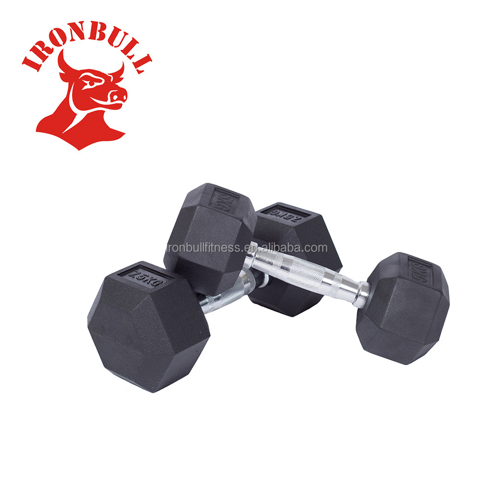 Black Hex Rubber Coated Dumbbell