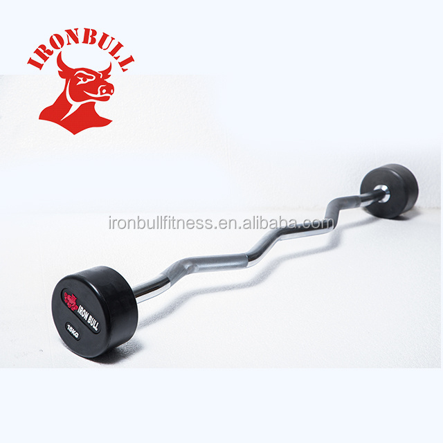 professional fixed curl rubber barbell with IRON BULL