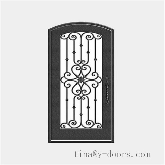 Modern Metal Grill Double Door Design Glazed Front Door Iron Wrought Price