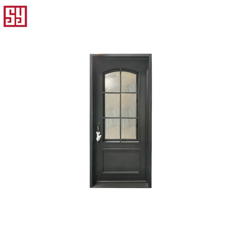 Modern Minimalist French Entry Door Popular Wrought Iron Glass Design for Interior Bedroom Use