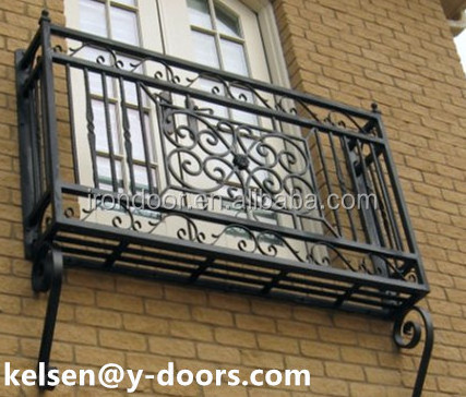 Wrought iron balcony guardrail and balustrade, matching window are available