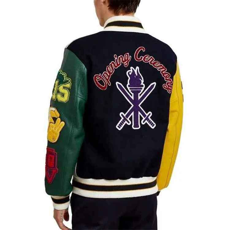 Custom Jacket Varsity 2024 Wholesale Men Custom Wool Baseball Jacket Letterman Two Tone Varsity Jacket With Leather Sleeves