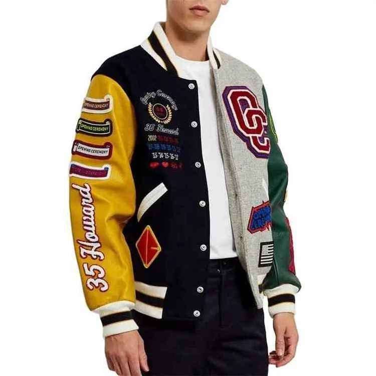 Custom Jacket Varsity 2024 Wholesale Men Custom Wool Baseball Jacket Letterman Two Tone Varsity Jacket With Leather Sleeves