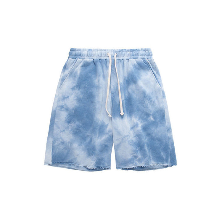 Men Tie Dye Shorts Custom Drawstring French Terry Cotton Fleece Jogger Acid Wash Men Causal Wear Soft Fabric Shorts