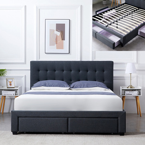 Bedroom Furniture Queen King Layer Storage Bed Design Grey Luxury Two Ottoman Upholstered Beds With Drawers