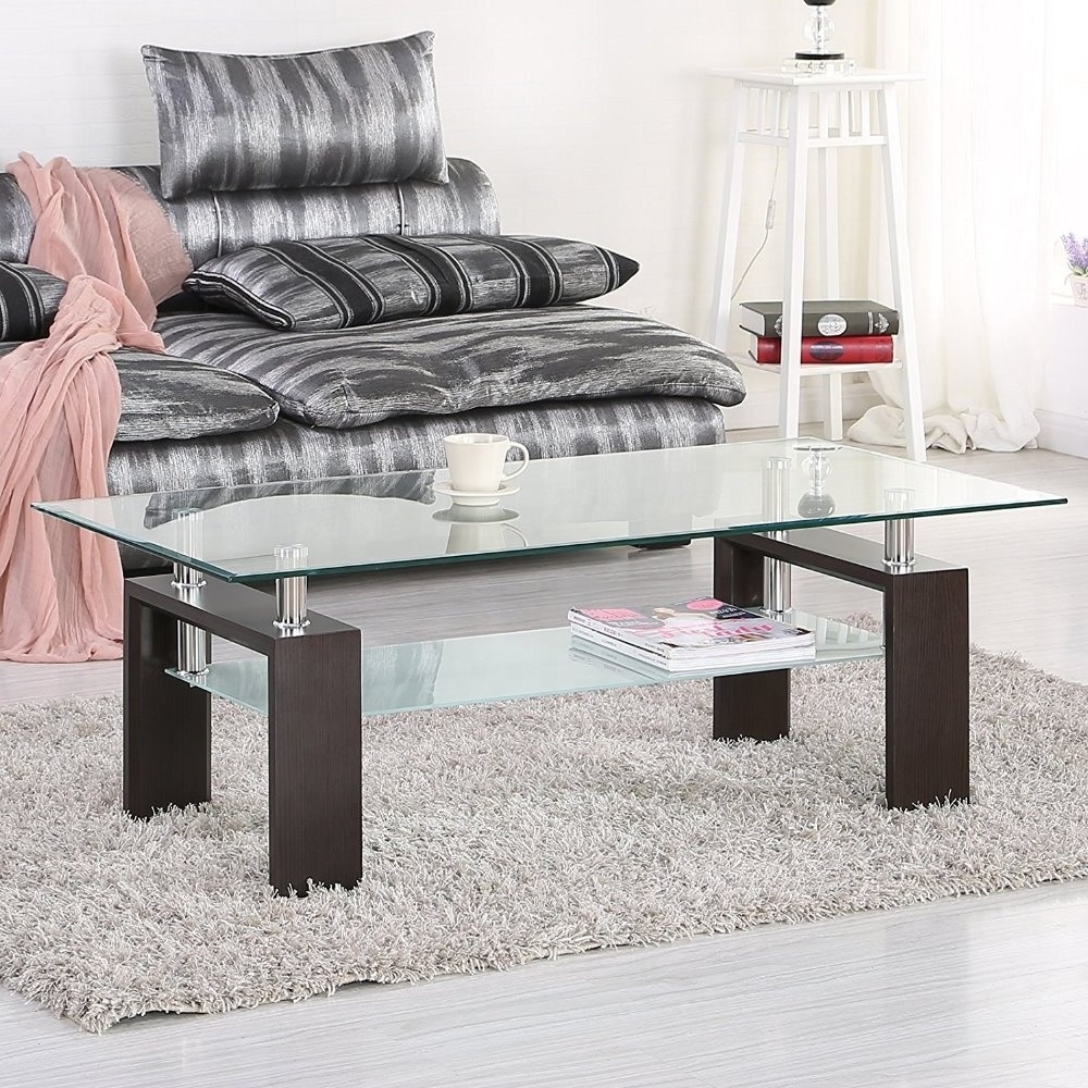 modern design living room furniture mirror tempered glass coffee table