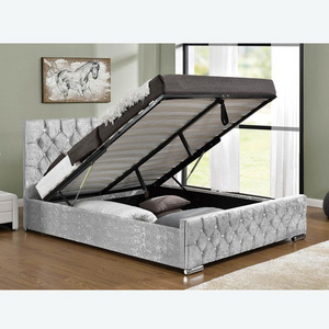 gas lift up storage bed Crushed velvet faux leather bed for sale