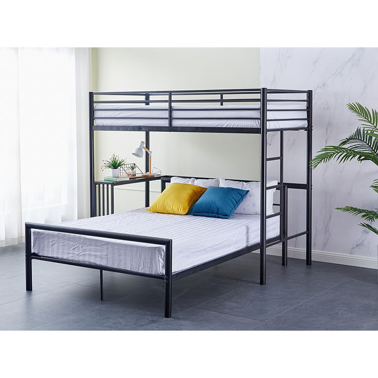 Bedroom Furniture Wholesale Double Queen Full Size Industrial Metal Frame Iron Metal Bunk Loft Beds With Single Bed Or Desk